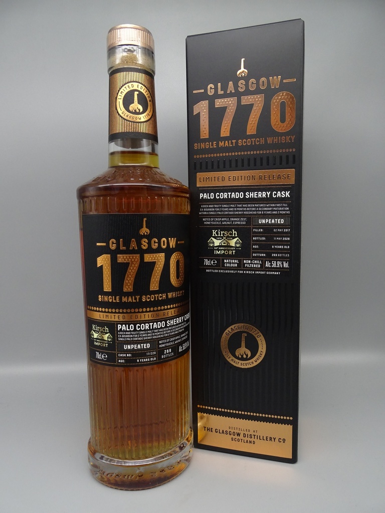 Glasgow 1770 Distillery 2017/2026 9yo Unpeated Palo Cortado #17/228 58,9%
