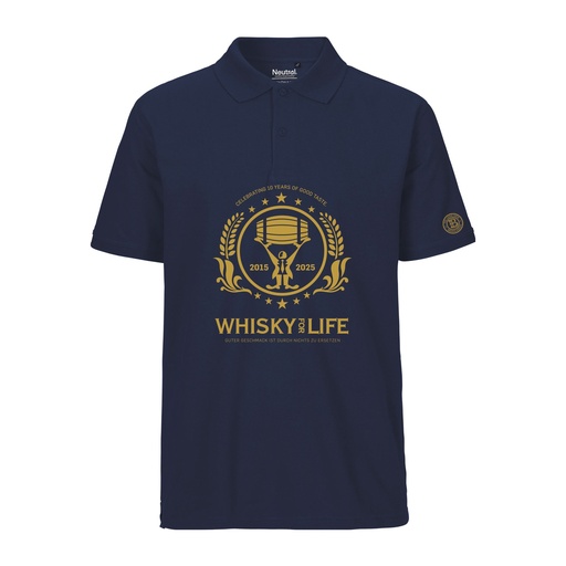 Poloshirt dunkelblau 10 Jahre WHISKY FOR LIFE (versch. Größen M~4XL)